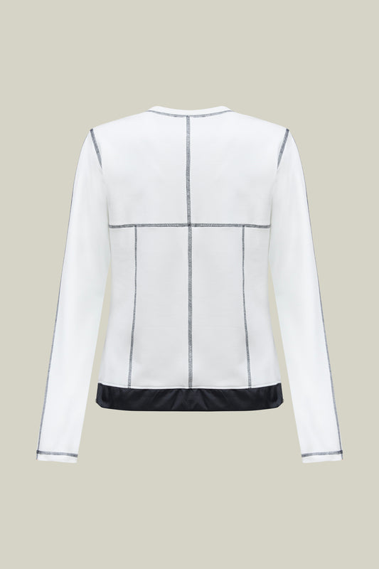 Round neck blouse – ecru premium look