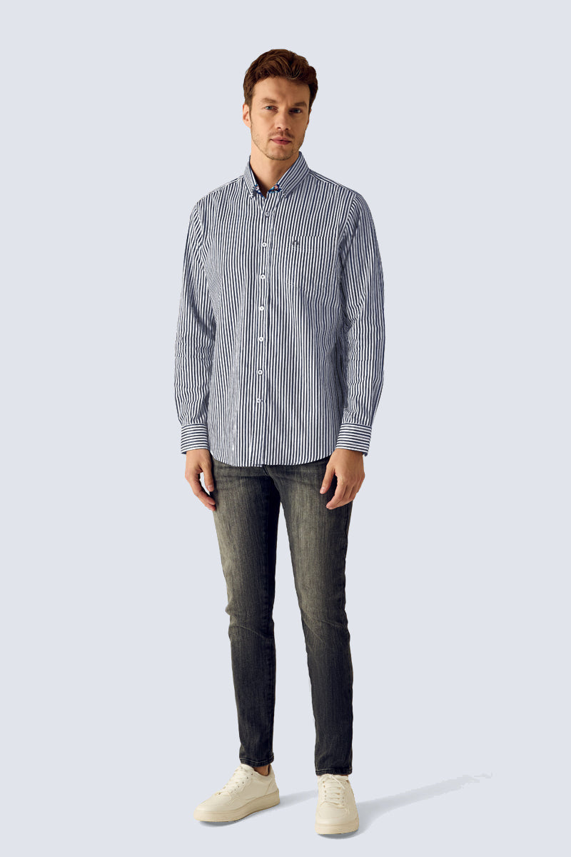 Men's Striped Shirt Blue-White