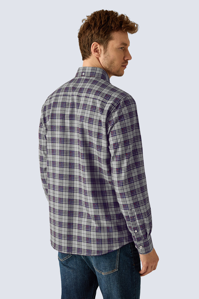 Herren Kariertes Hemd Grey – Regular Fit