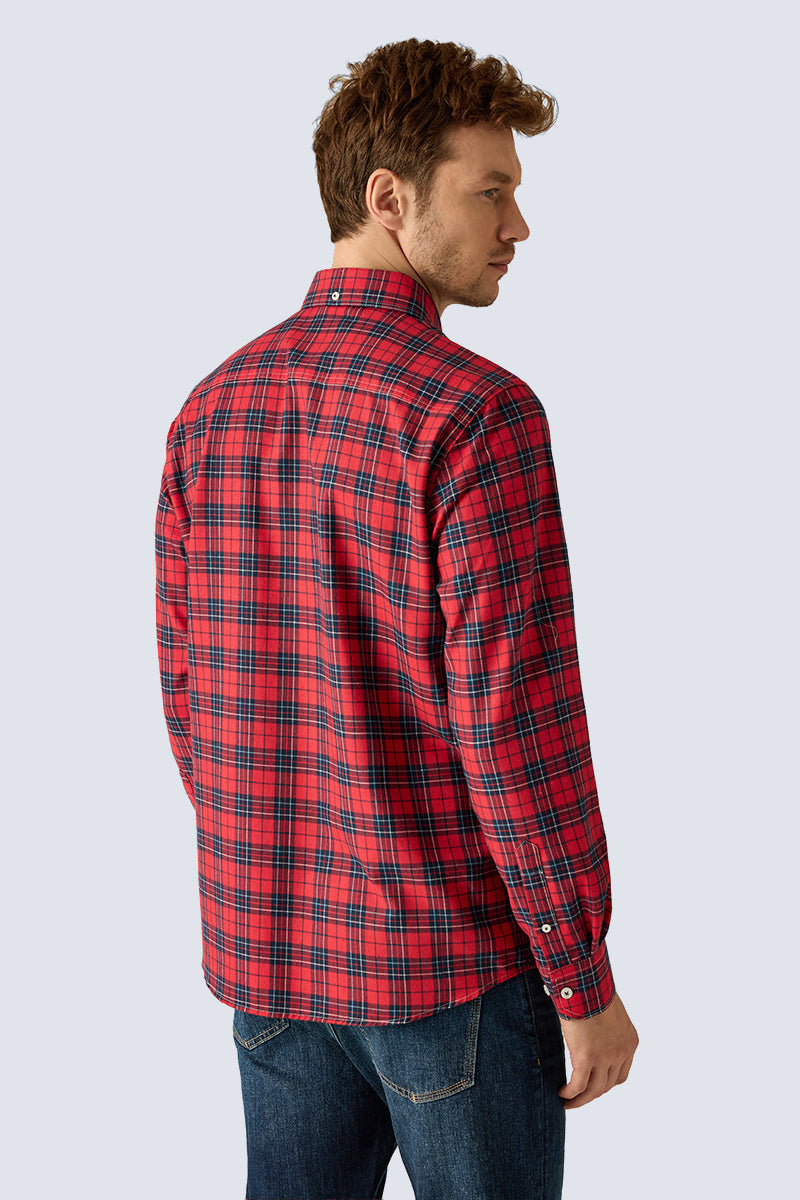 Herren Kariertes Hemd Grey – Modern Fit – red check 1 #Farbe_60121 red check 1