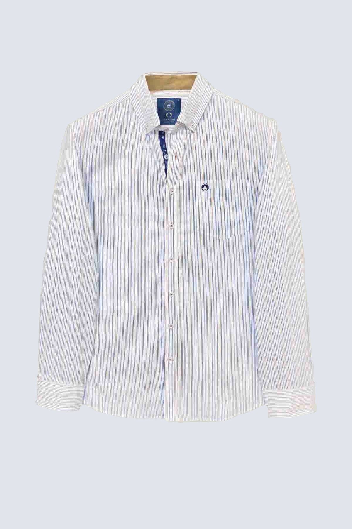 Men's Striped Shirt Light Blue White