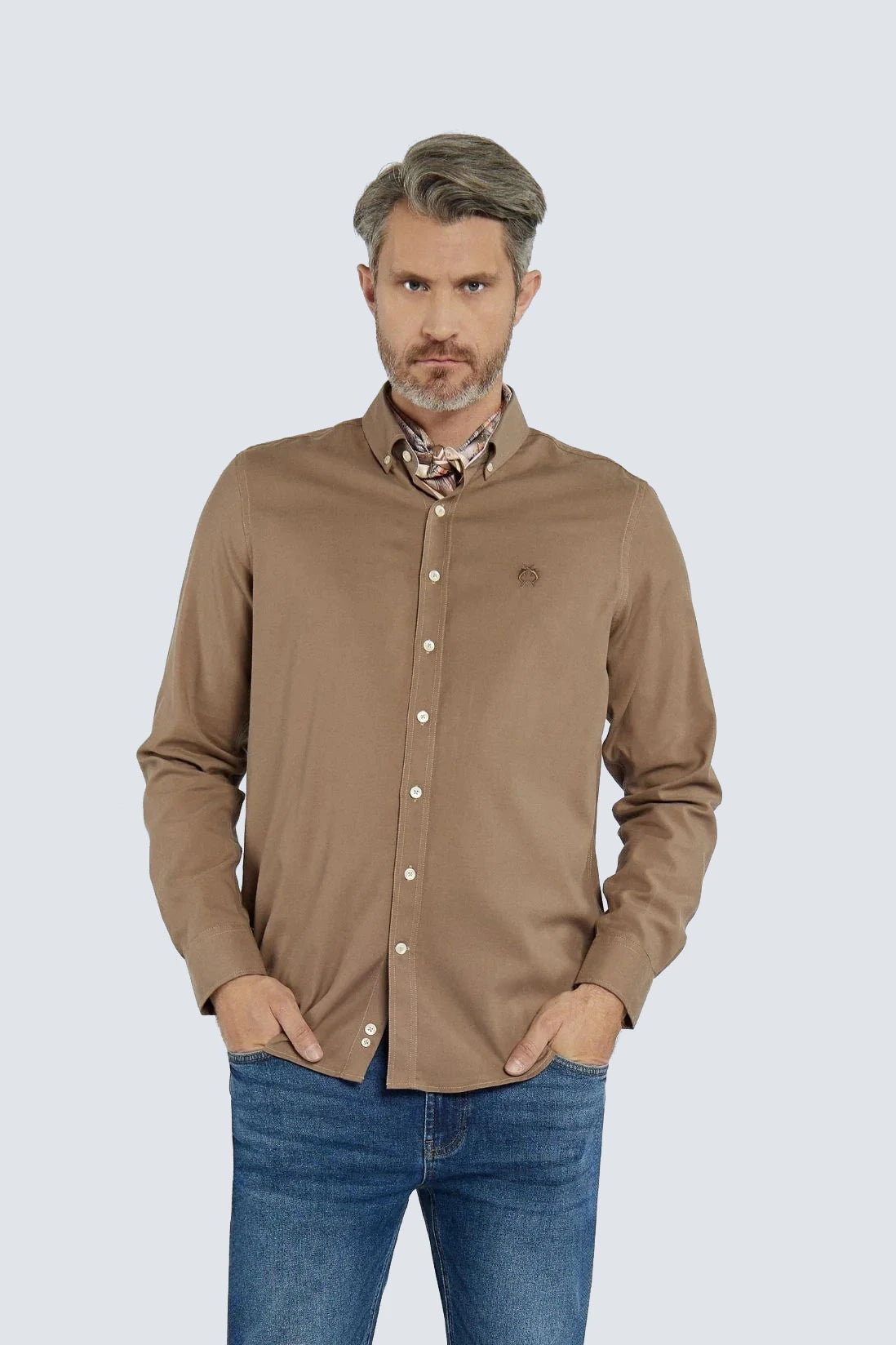 Herrenhemd Denim – caramel #Farbe_43300 caramel