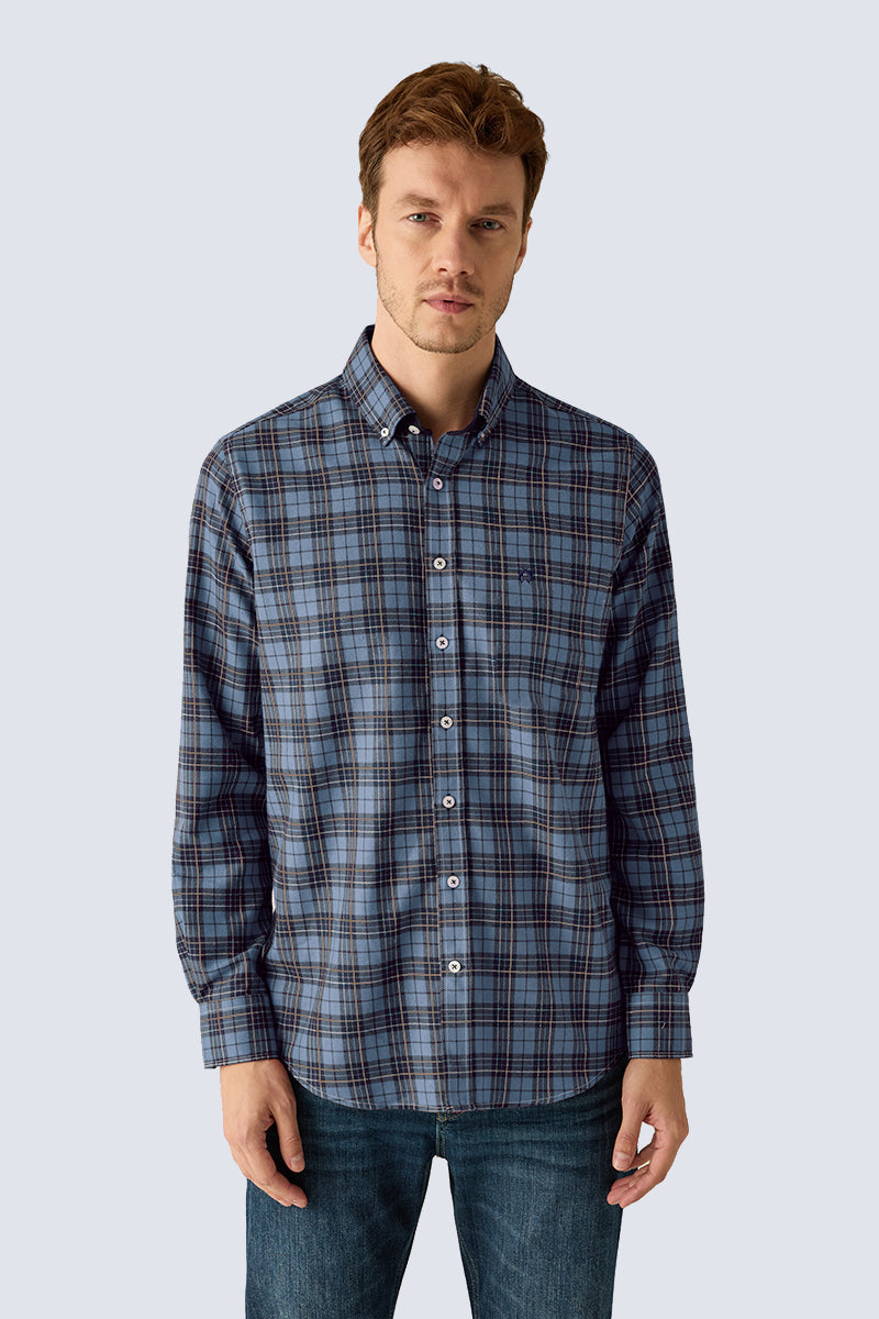 Men's Checked Flannel Shirt – Blue