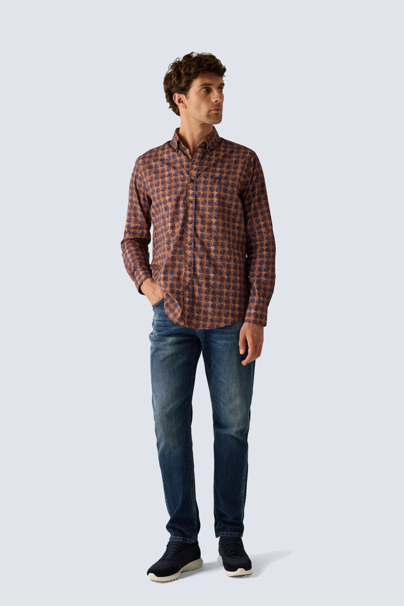 Men's modern fit shirt in brick print