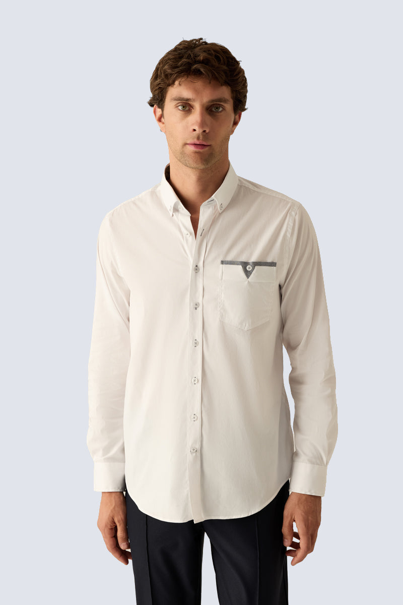 Men's Modern Fit shirt in white with contrast details