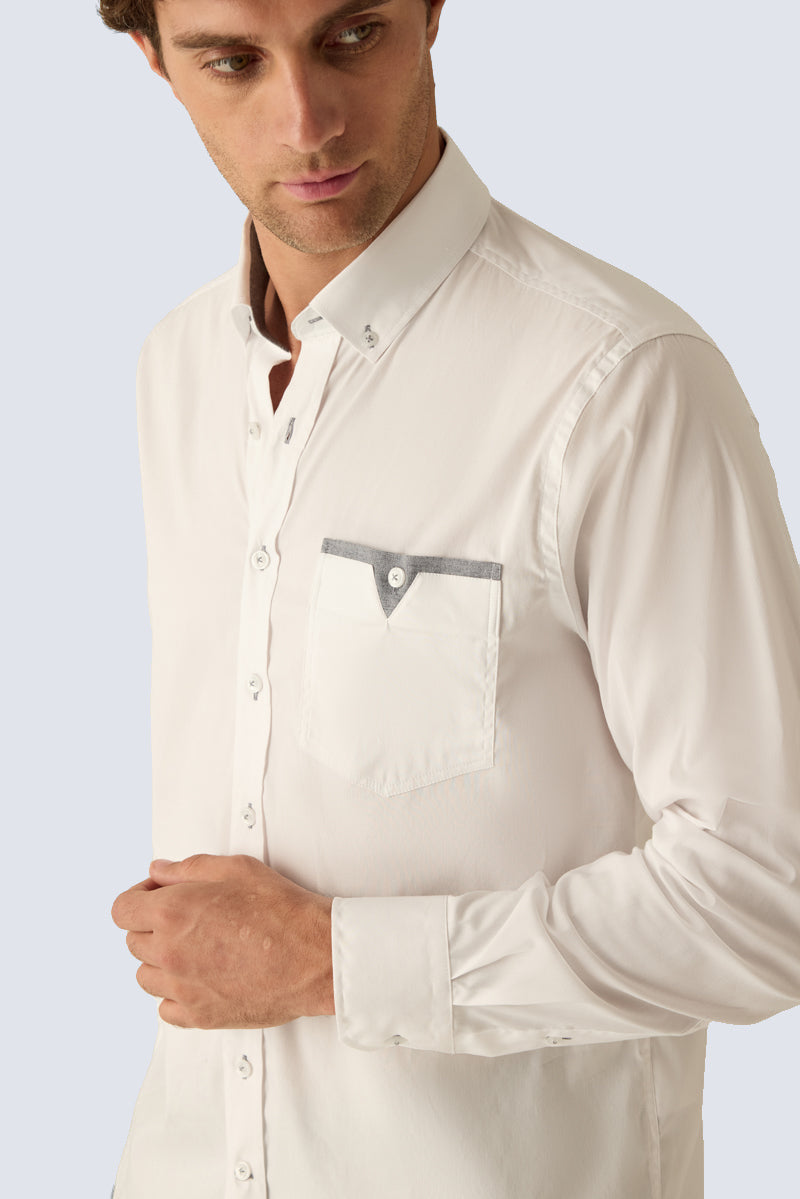 Men's Modern Fit shirt in white with contrast details