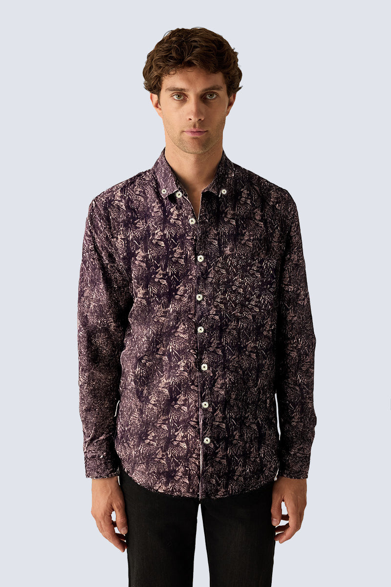 Men's modern fit shirt in Bordeaux print