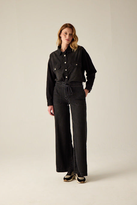 Black women's drawstring trousers