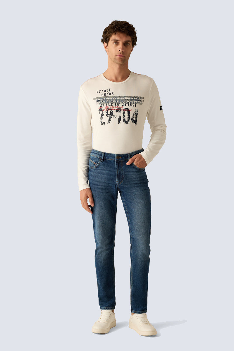 Men's Jeans Modern Fit – Blue Denim Cotton Blend