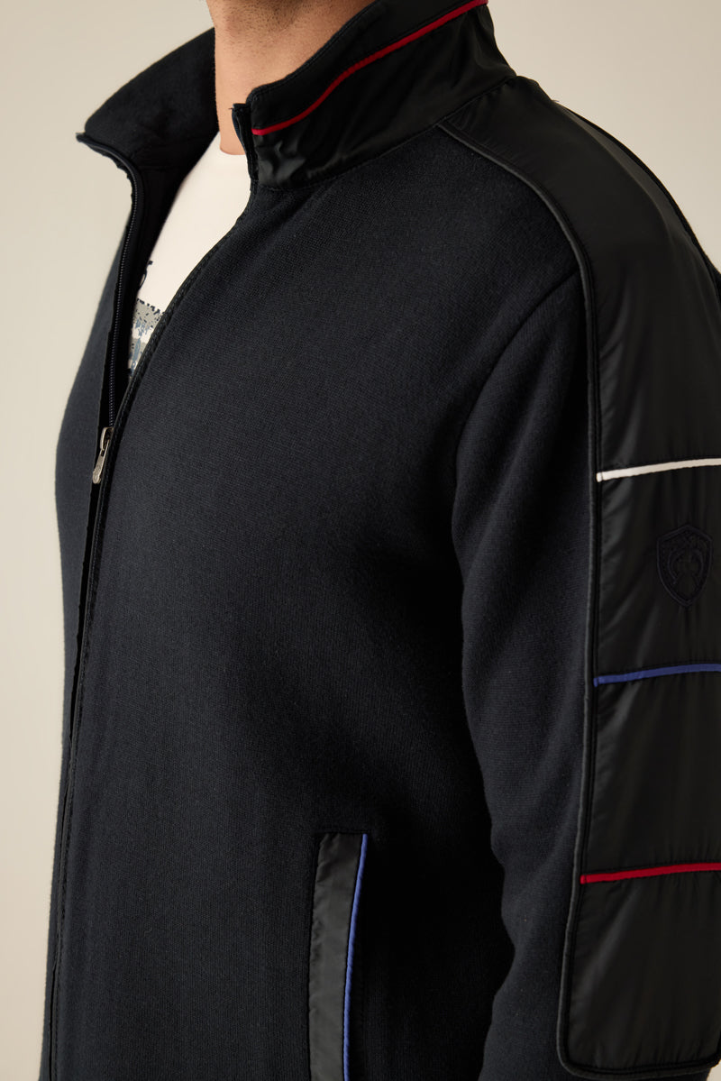 Herren Sweatjacke in Navy mit Kontrastdetails