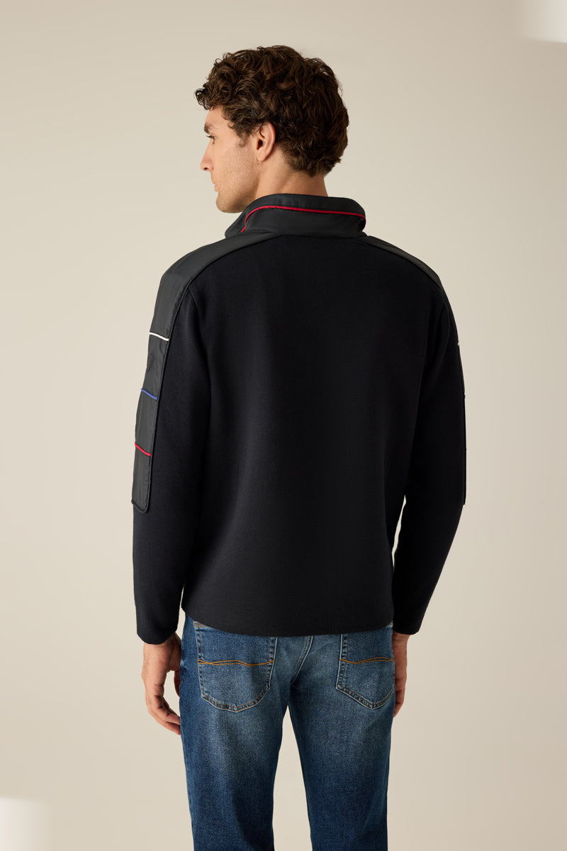 Herren Sweatjacke in Navy mit Kontrastdetails