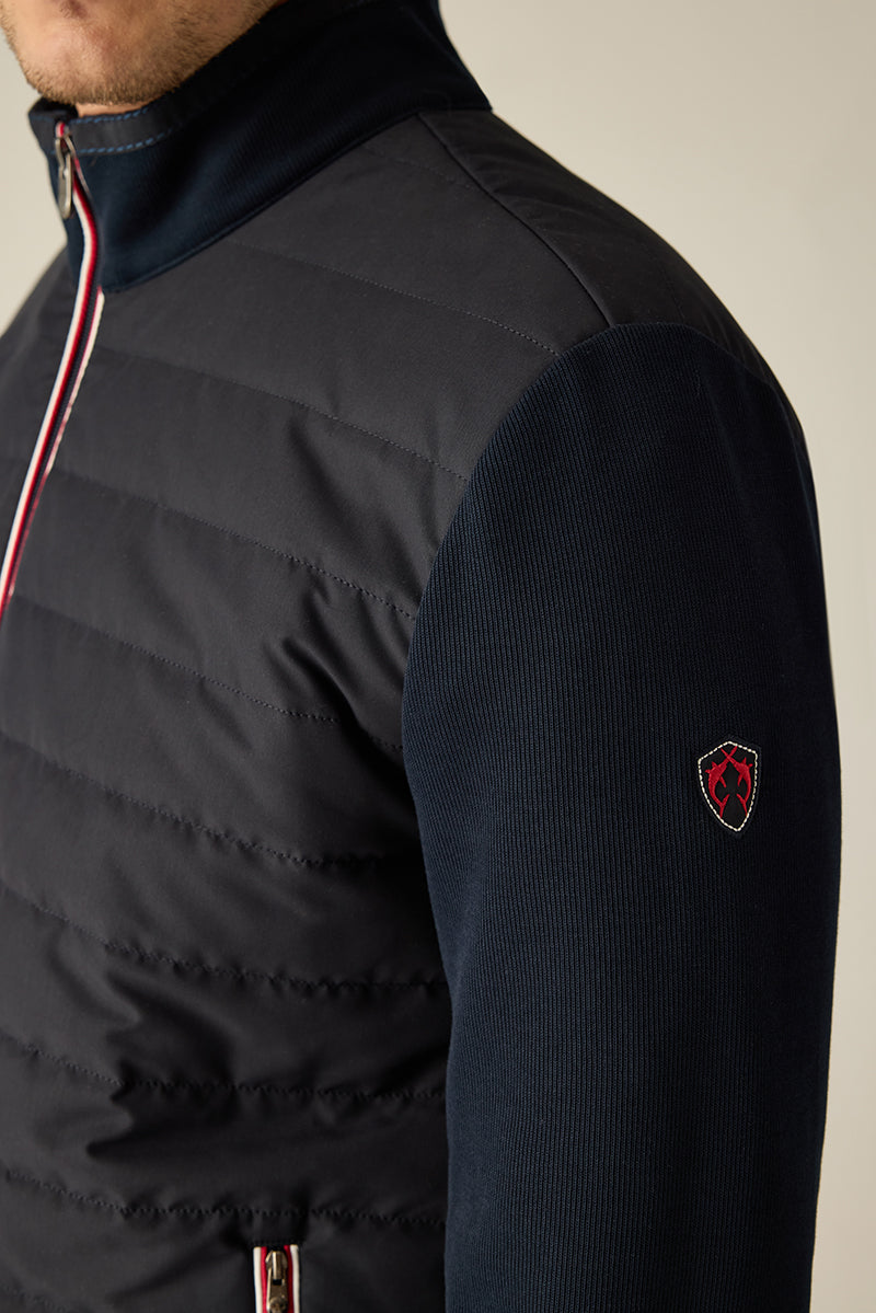 Sweatshirt-Jacke mit Steppungen, Kontrast-Piping & seitlichen Taschen – sportiv & edel.
