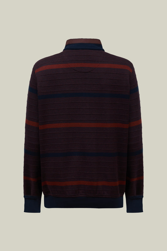 Striped men's troyer in Bordeaux and navy