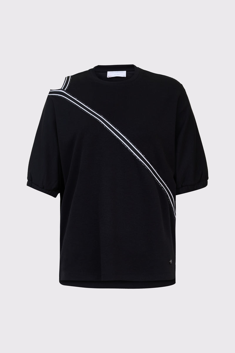 Viscose-polyester-elastane sweatshirt with diagonal stripes (1/2 sleeves)