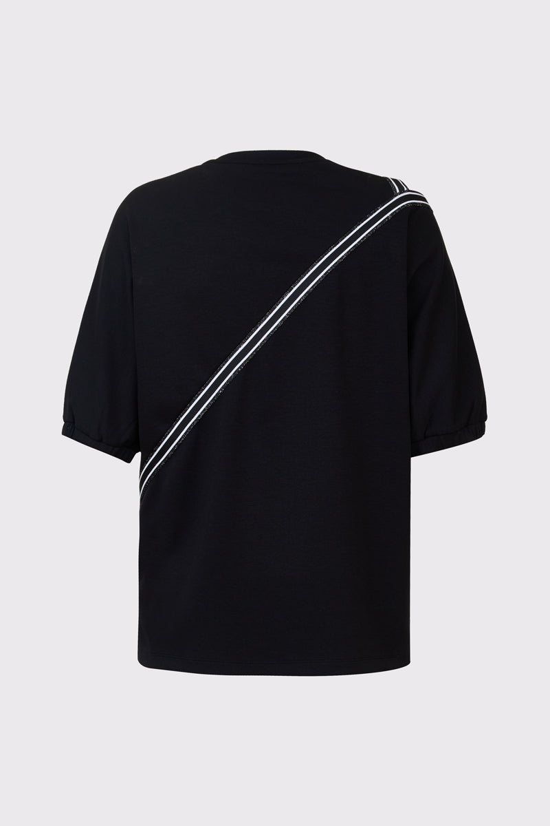 Viscose-polyester-elastane sweatshirt with diagonal stripes (1/2 sleeves)