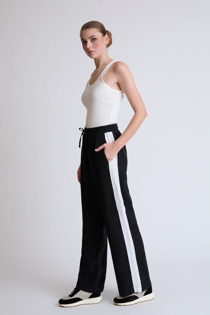 Lycra wide-leg trousers with side stripes