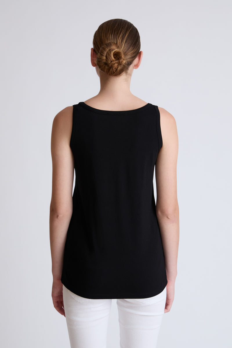 Ärmelloses Top aus Baumwolle‑Elasthan mit Rundhalsausschnitt – black #Farbe_93000 black