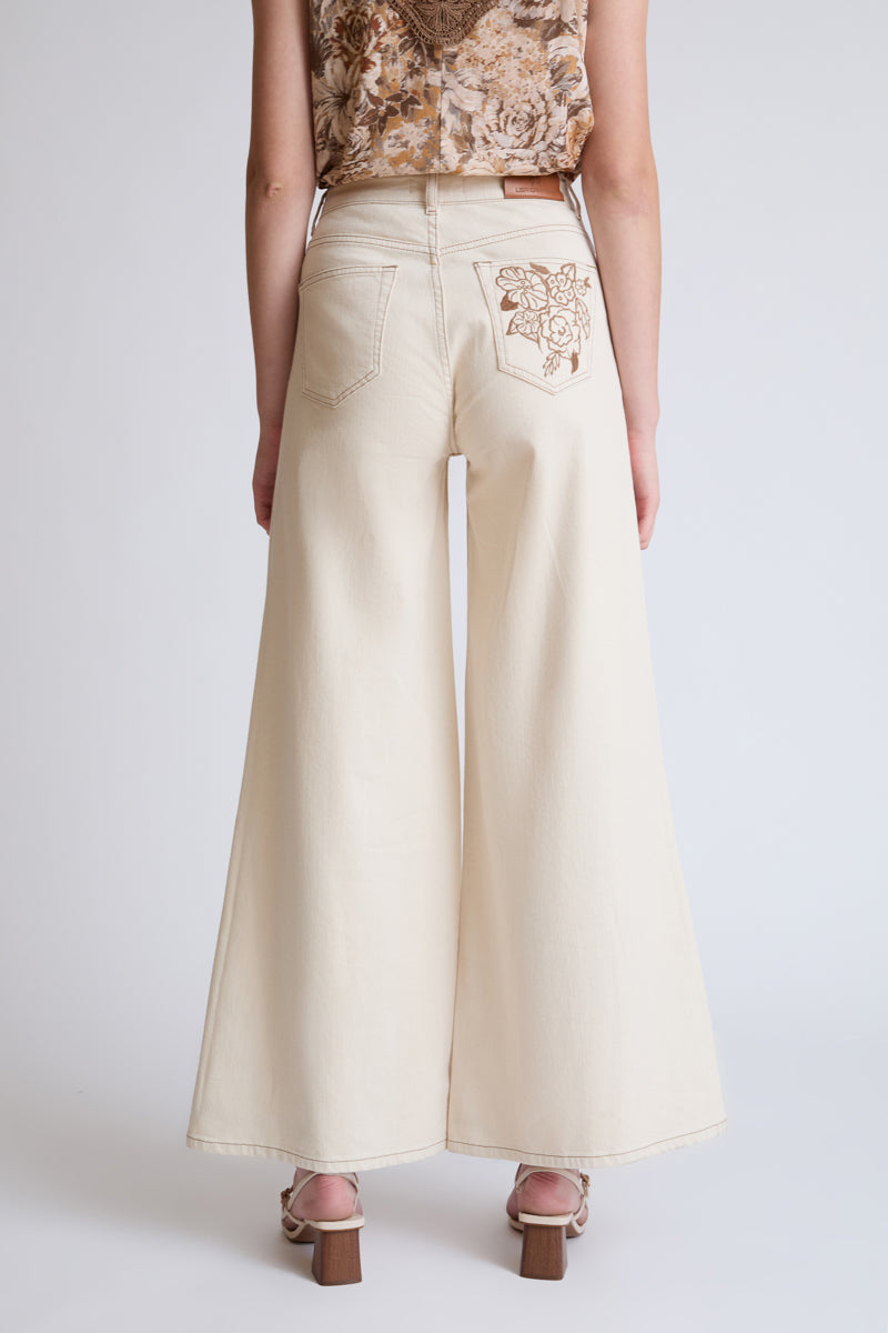 Cotton trousers with wide leg and floral print (DOB Pants Wide Leg)