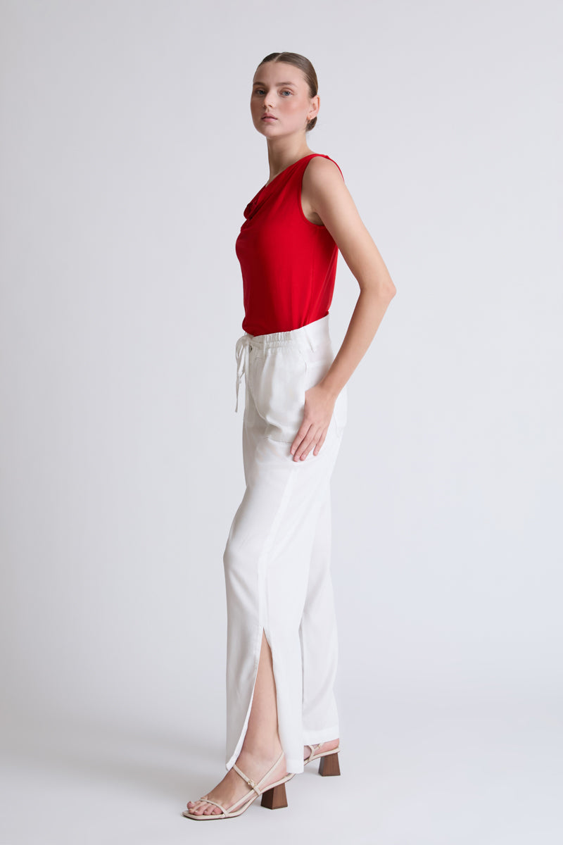 Tencel pajama pants with drawstring waist and wide leg (Ladies' pajamas pants)