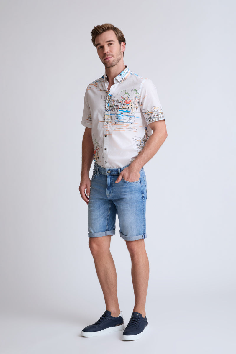 Jeans-Bermuda aus Baumwoll-Stretch