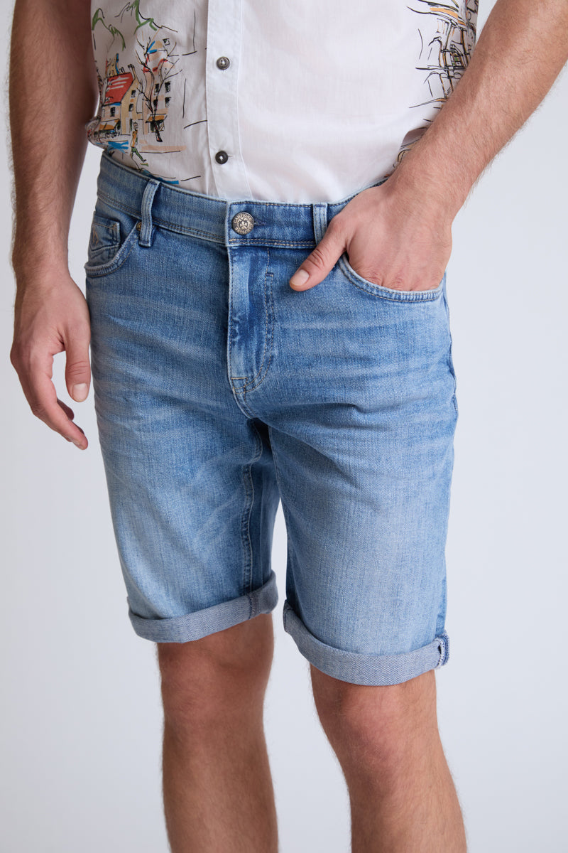 Jeans-Bermuda aus Baumwoll-Stretch
