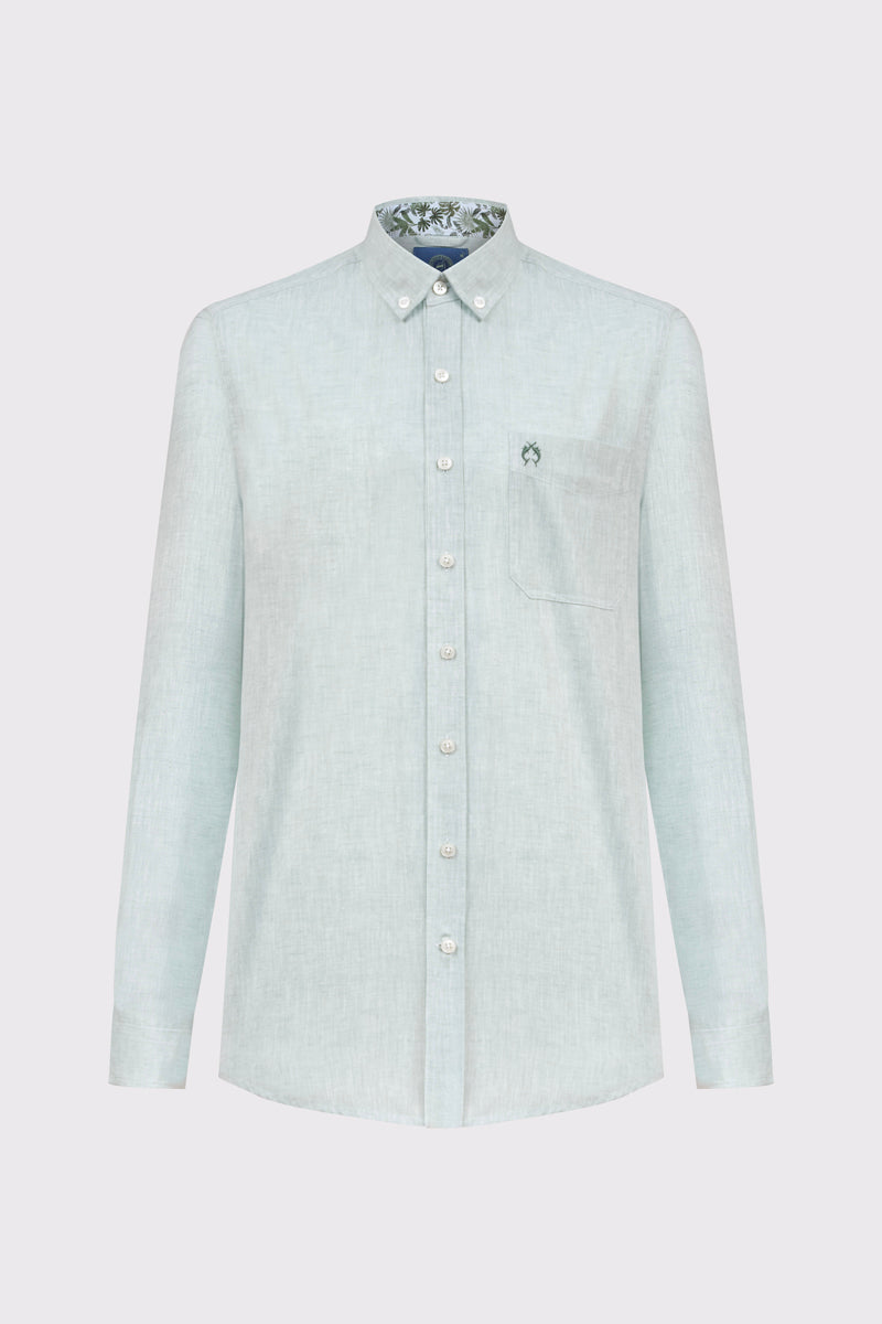 Button-Down-Hemd aus Baumwolle-Leinen – Sommerhemd Regular Fit – light green #Farbe_51700 light green