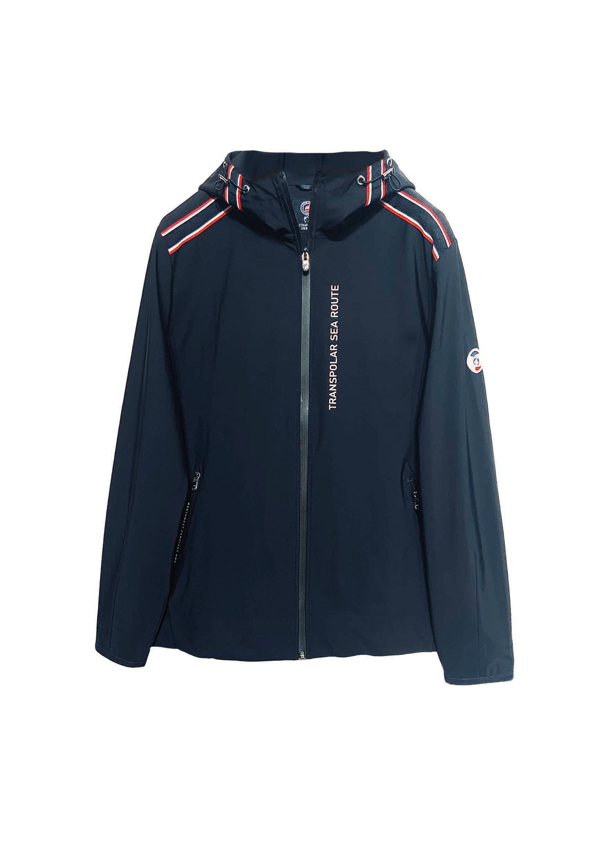 Kapuzenjacke aus Funktions‑Materialmix mit Kontrastdetails – 85400