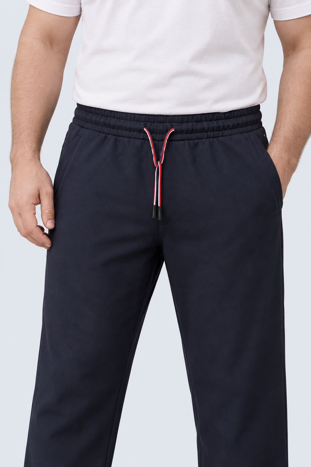Hose aus Funktions‑Materialmix mit elastischem Bund und Tunnelzug in navy, Ansicht 3