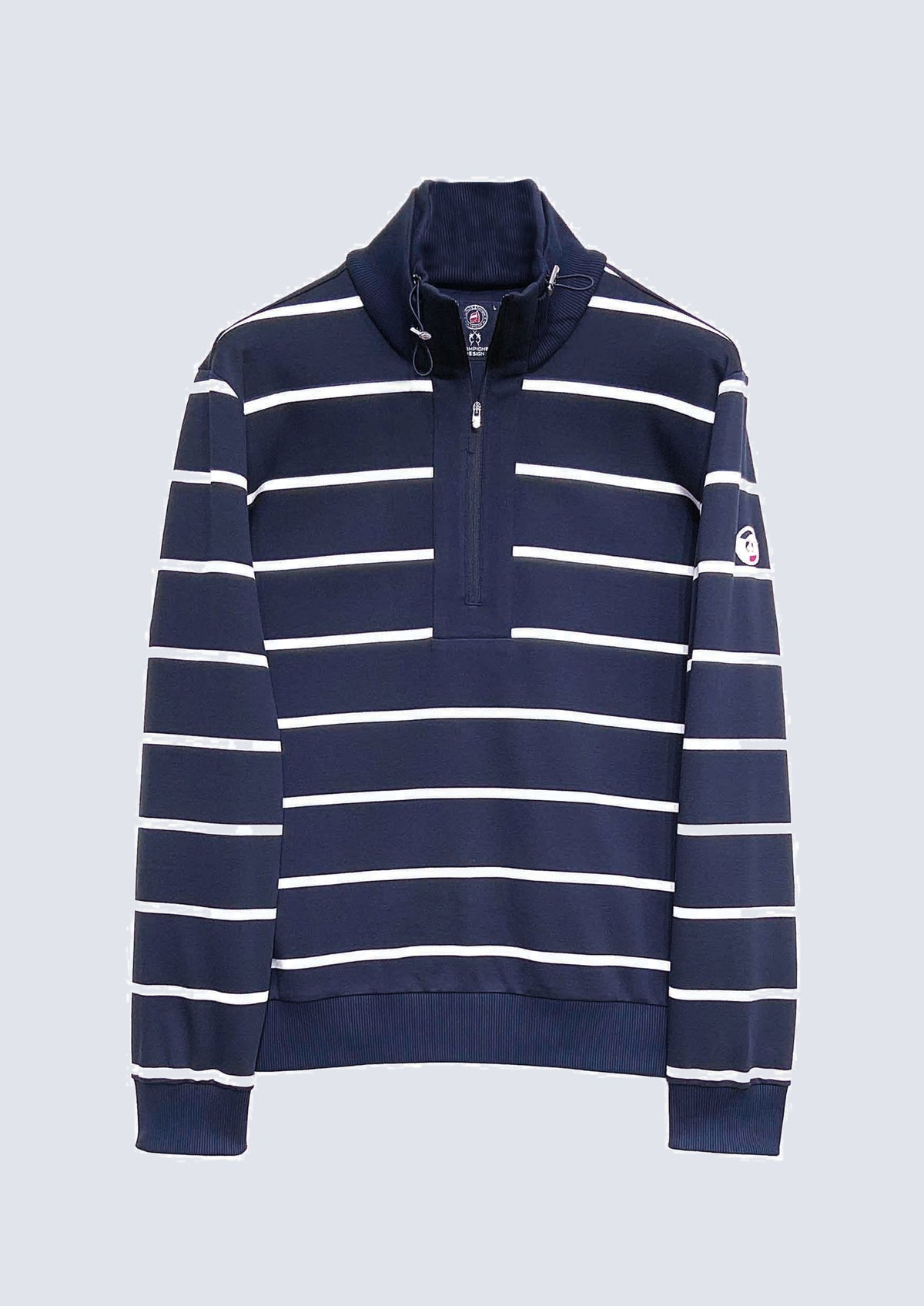 Sweatshirt aus reiner Baumwolle mit Stehkragen und Streifenm – 85441