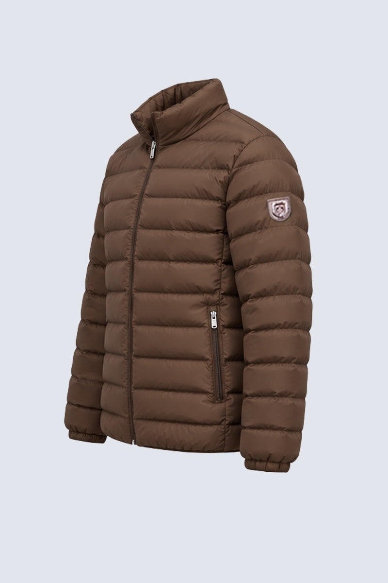 Steppjacke aus Polyester mit Stehkragen in cappuccino, Ansicht 3