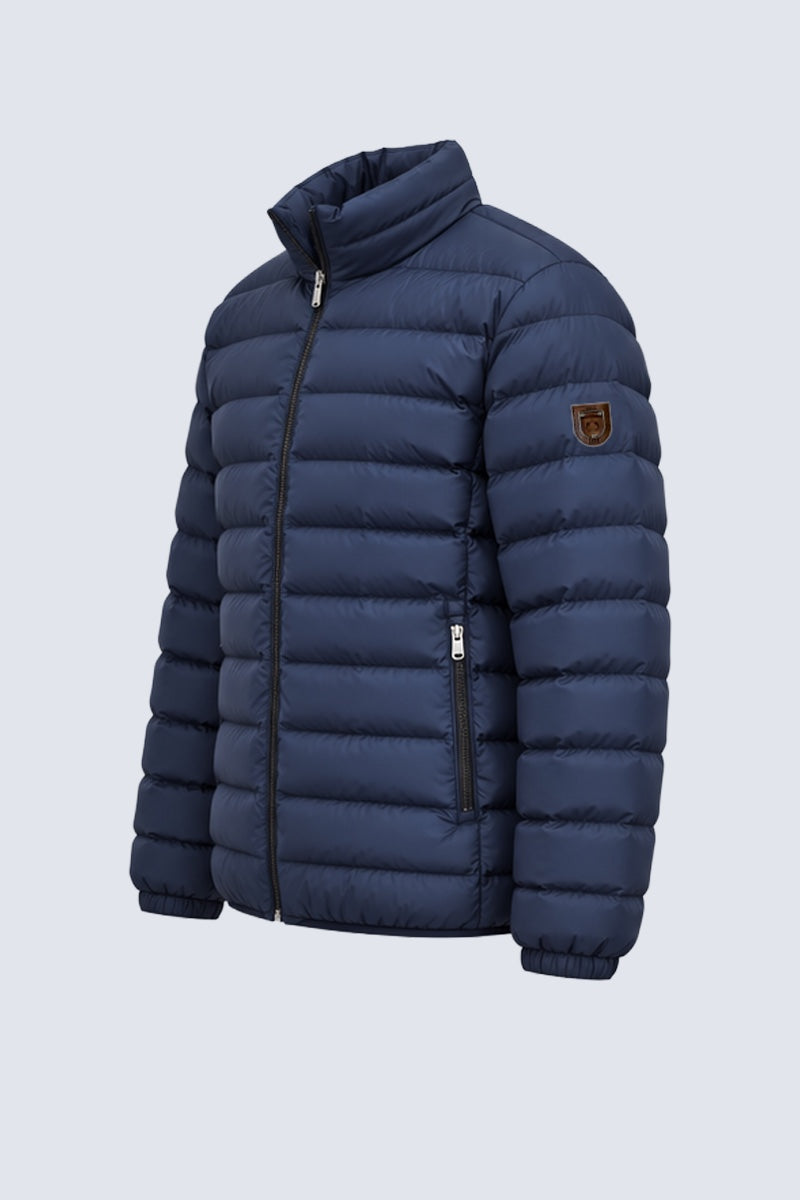Steppjacke aus Polyester mit Stehkragen in navy, Ansicht 3