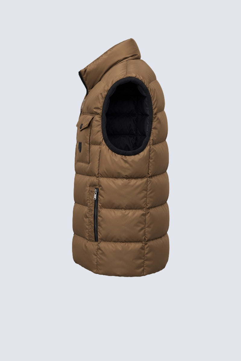 Steppweste aus Polyester mit Stehkragen in cappuccino, Ansicht 3