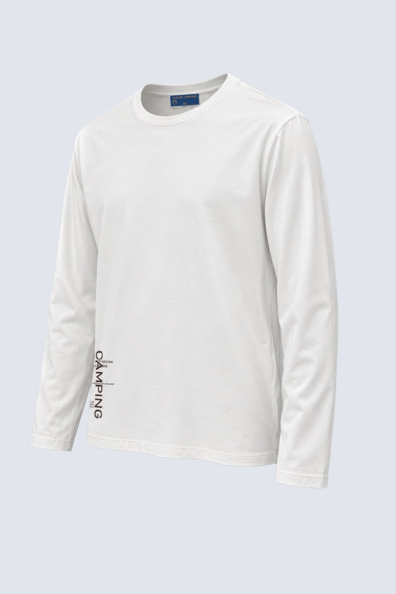 Langarm‑T‑Shirt aus Modal‑Baumwoll‑Mix mit Statement‑Print in off white