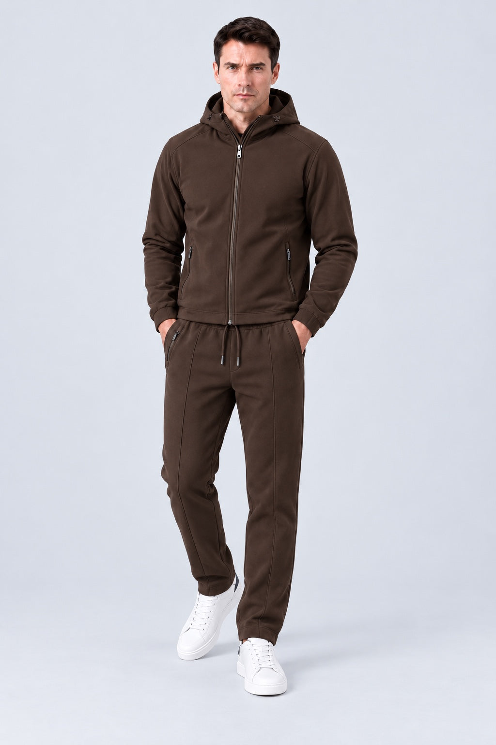 Sweat‑Hose aus Baumwoll‑Mix mit Komfortbund in chocolate