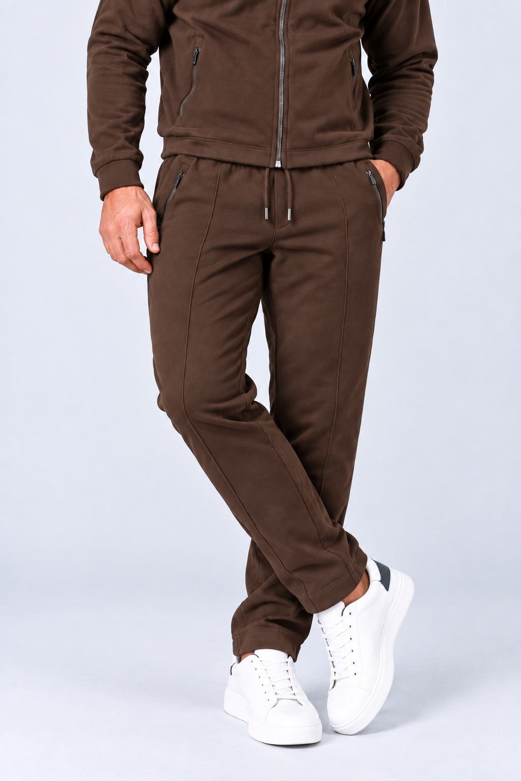Sweat‑Hose aus Baumwoll‑Mix mit Komfortbund in chocolate, Ansicht 3