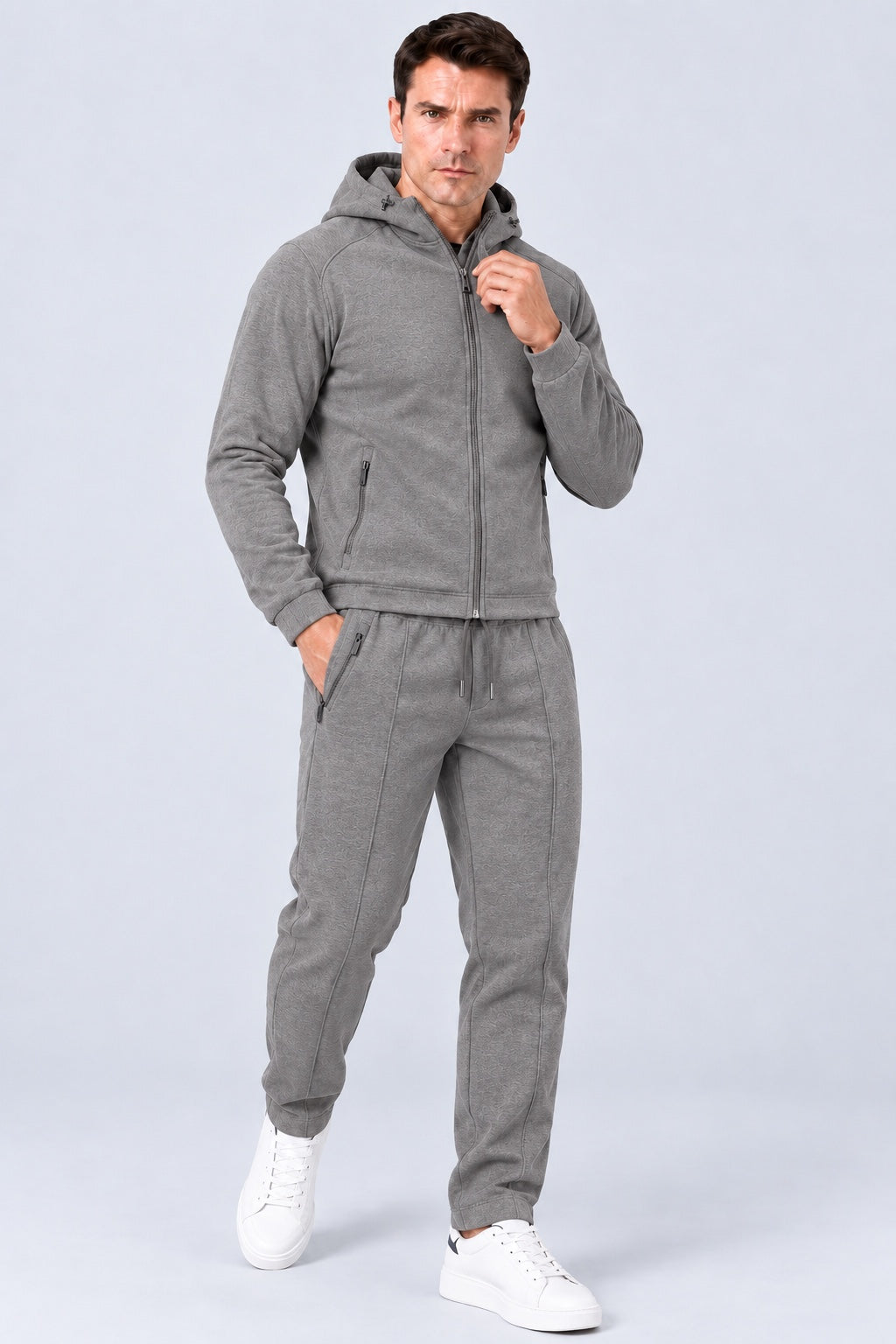 Sweat‑Hose aus Baumwoll‑Mix mit Komfortbund in cappuccino mel, Ansicht 2