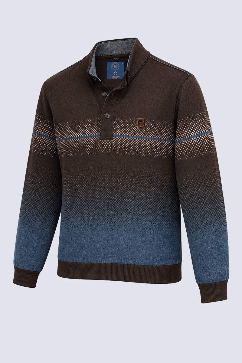 Sweatshirt mit Stehkragen und Farbverlauf‑Strukturmuster in chocalete combi 1