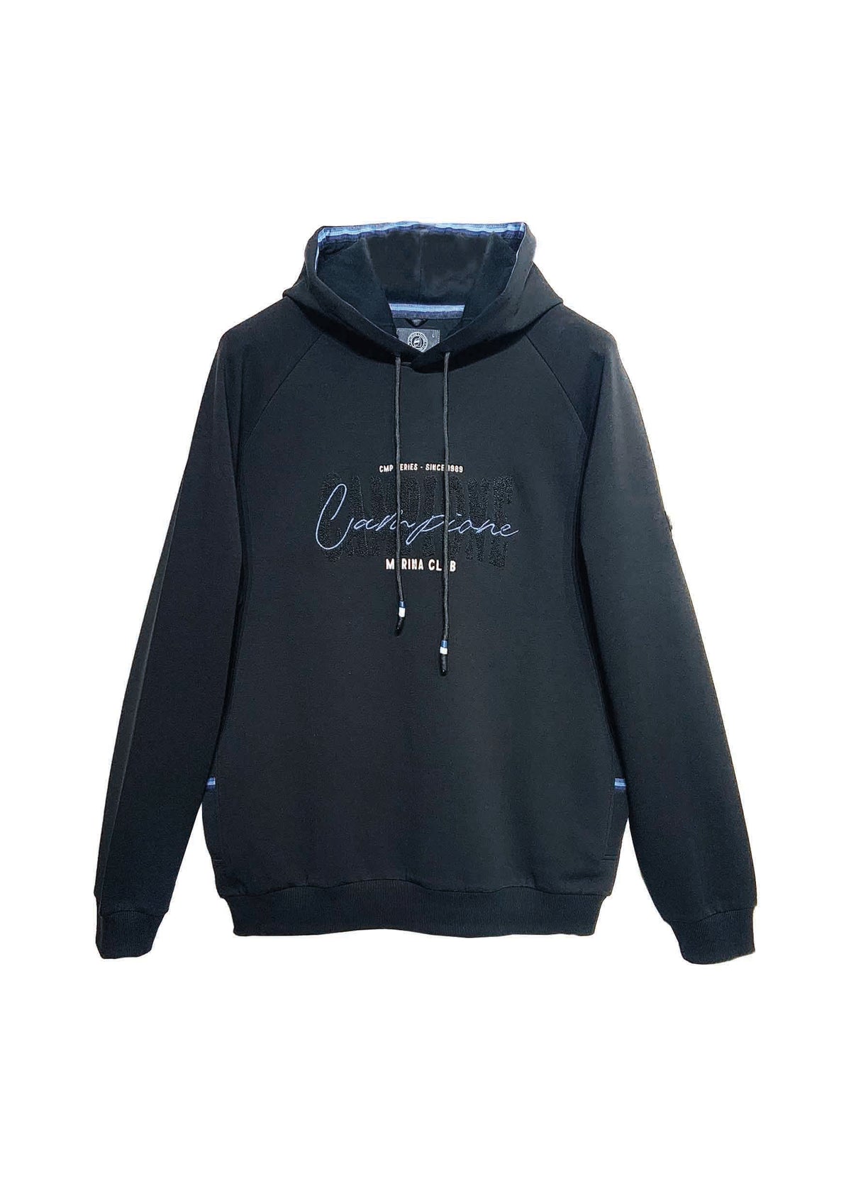 Hoodie aus Baumwoll‑Mix mit Logo‑Stickerei in black