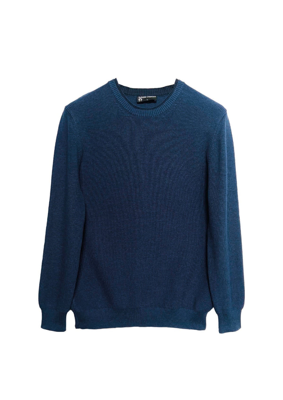 Pullover aus Baumwoll-Acryl-Mix mit Rundhalsausschnitt in retro blue