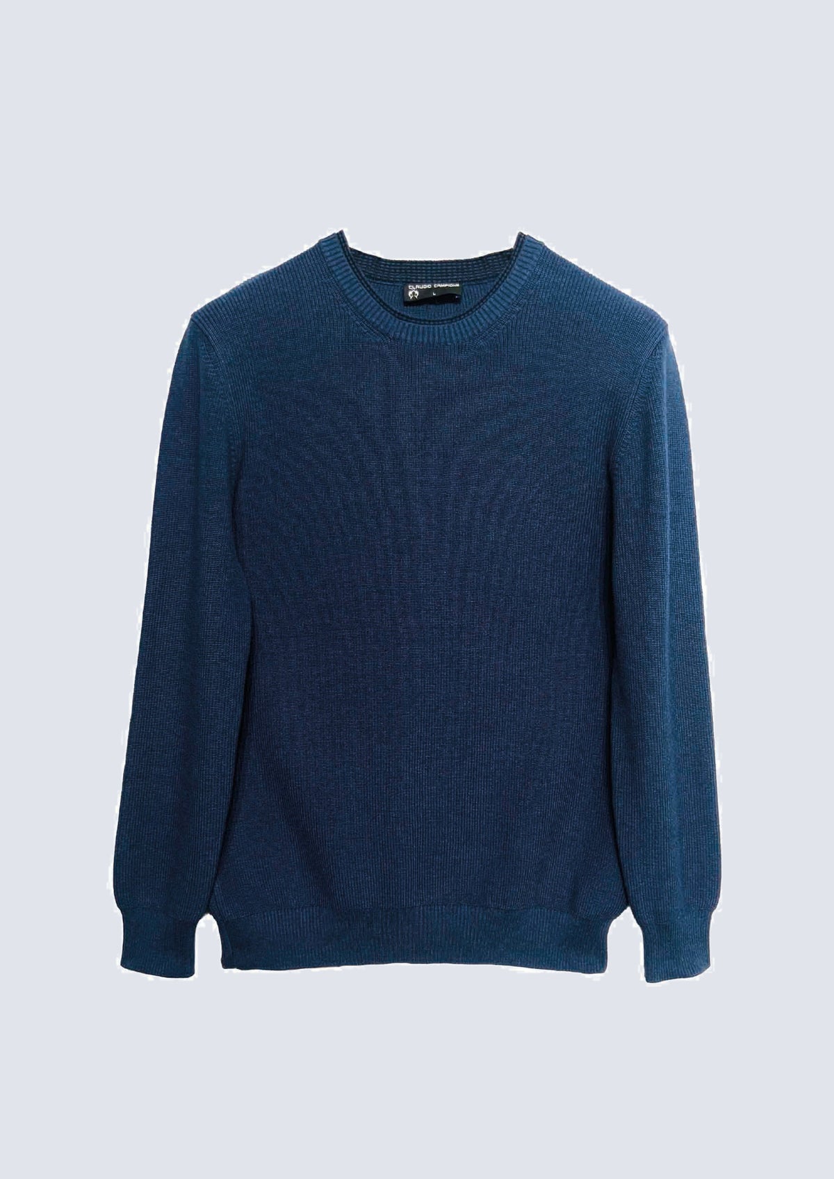 Pullover aus Baumwoll-Acryl-Mix mit Rundhalsausschnitt in retro blue
