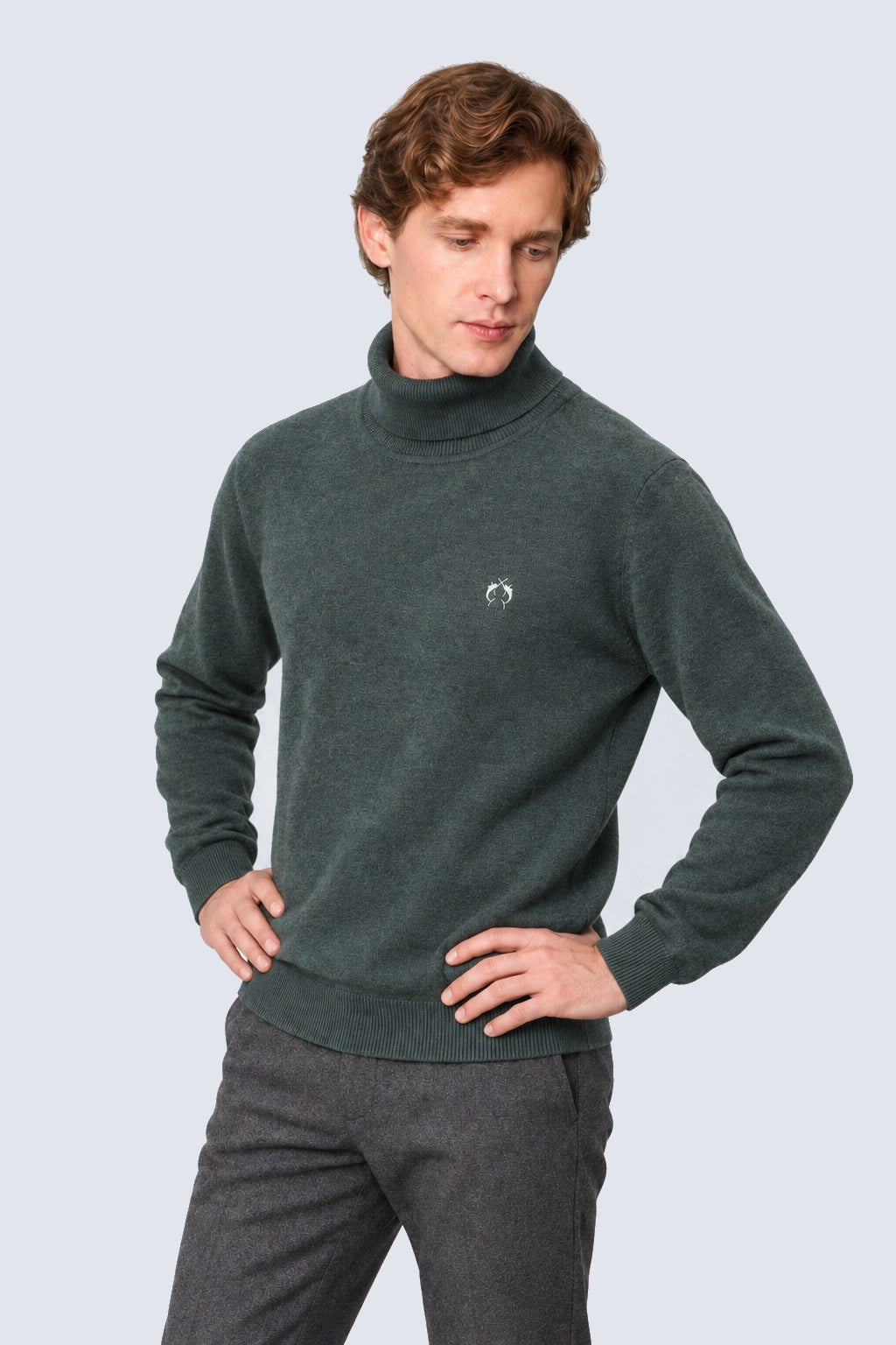 Feinstrick‑Pullover mit Rollkragen aus Baumwoll‑Acryl‑Mix in anthra mel., Ansicht 2