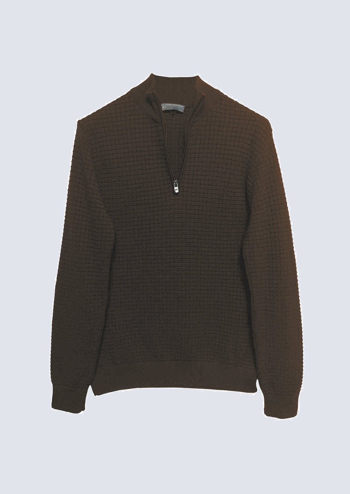 Troyer‑Pullover aus Baumwolle mit Strukturstrick und Stehkra – 43701