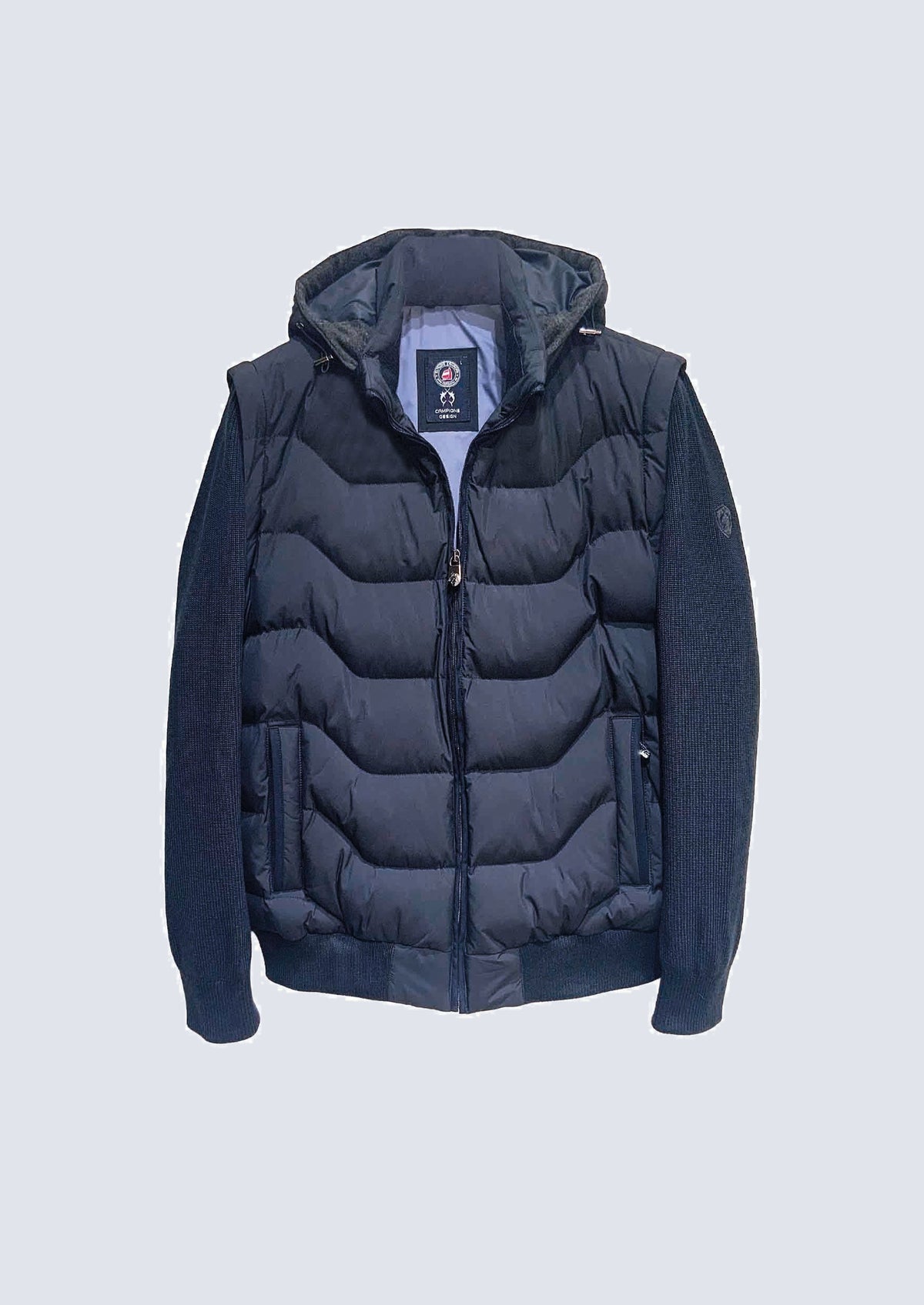 Jacke mit abnehmbaren Ärmeln und Kapuze in Steppoptik – 85400