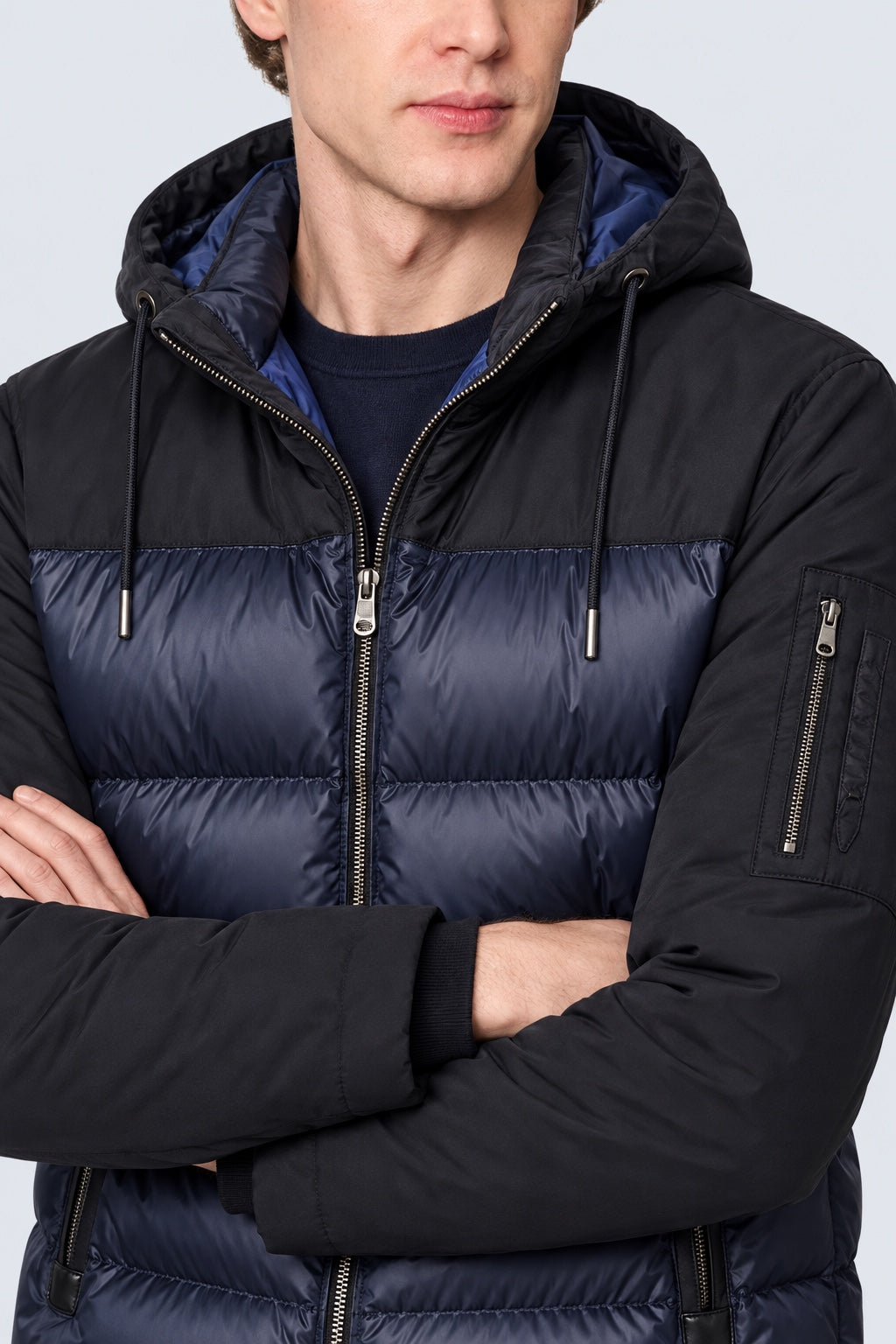 Kapuzenjacke aus Polyester mit Steppoptik in navy combi 1, Ansicht 3