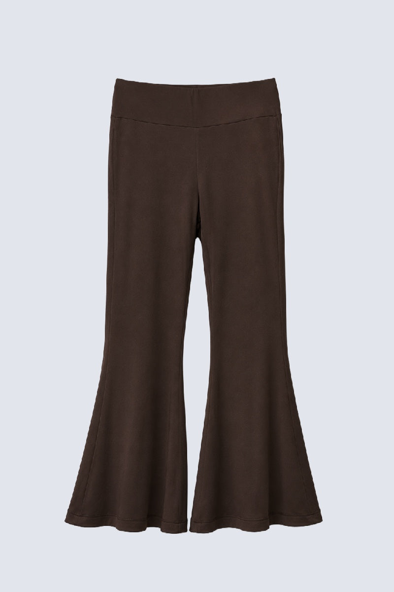 Sweat‑Hose aus Viskose‑Elasthan mit weitem Bein in brown