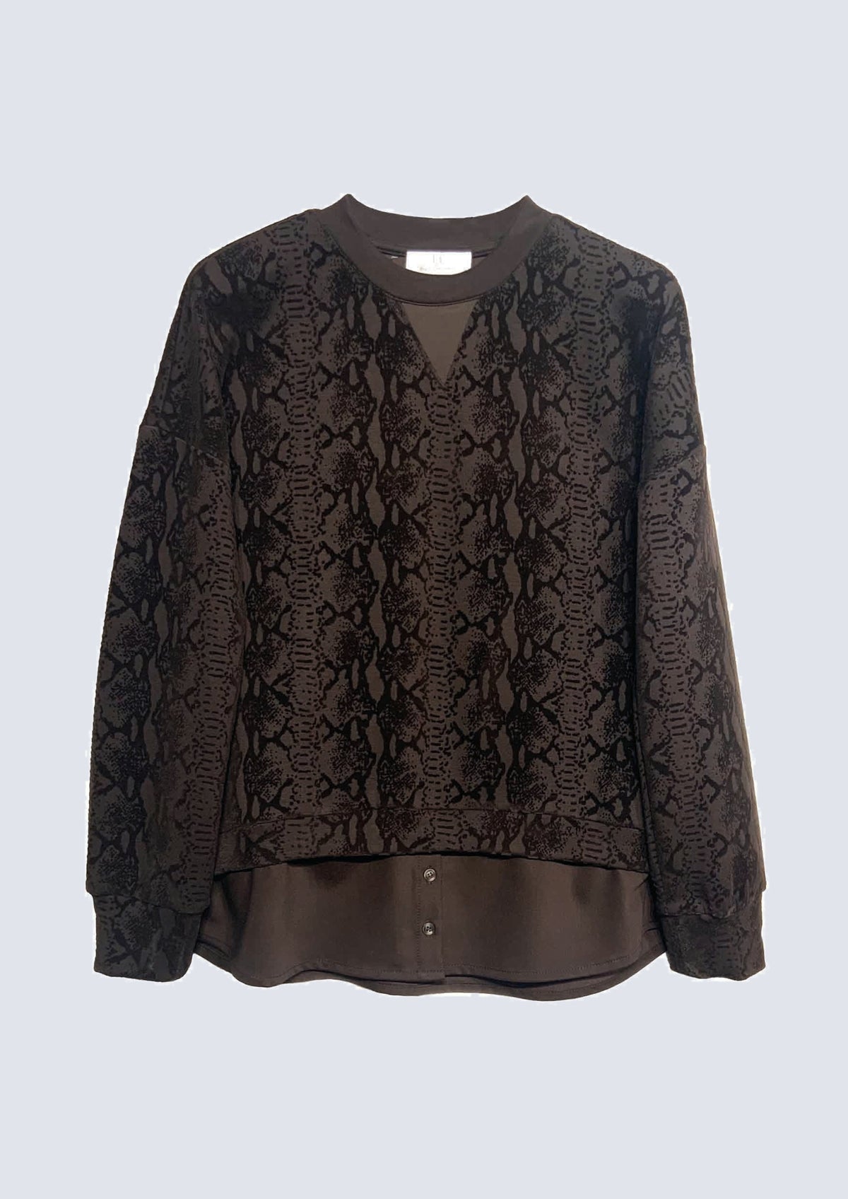 Sweatshirt aus Viskose‑Mix mit Schlangenmuster und Blusen‑Ei – 43711