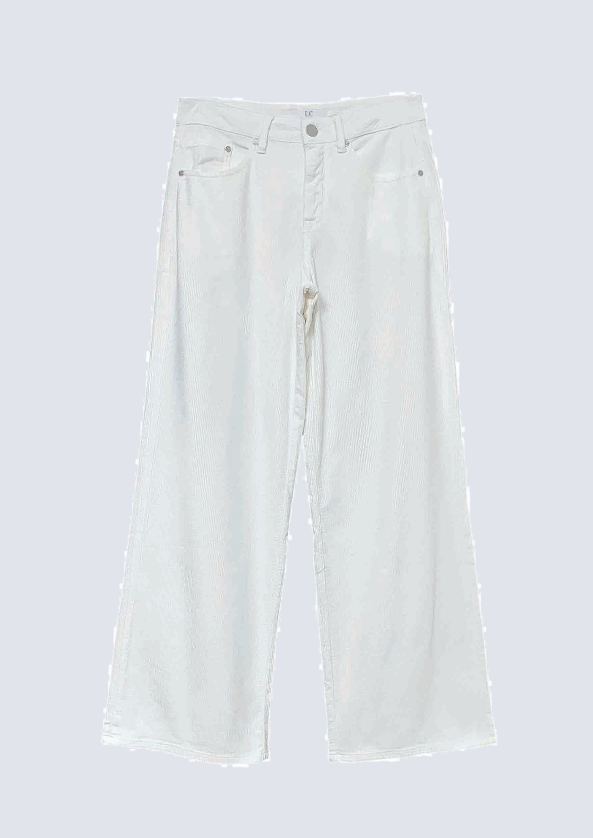Wide Leg Hose aus Lyocell‑Baumwoll‑Mix in Cordoptik in off white