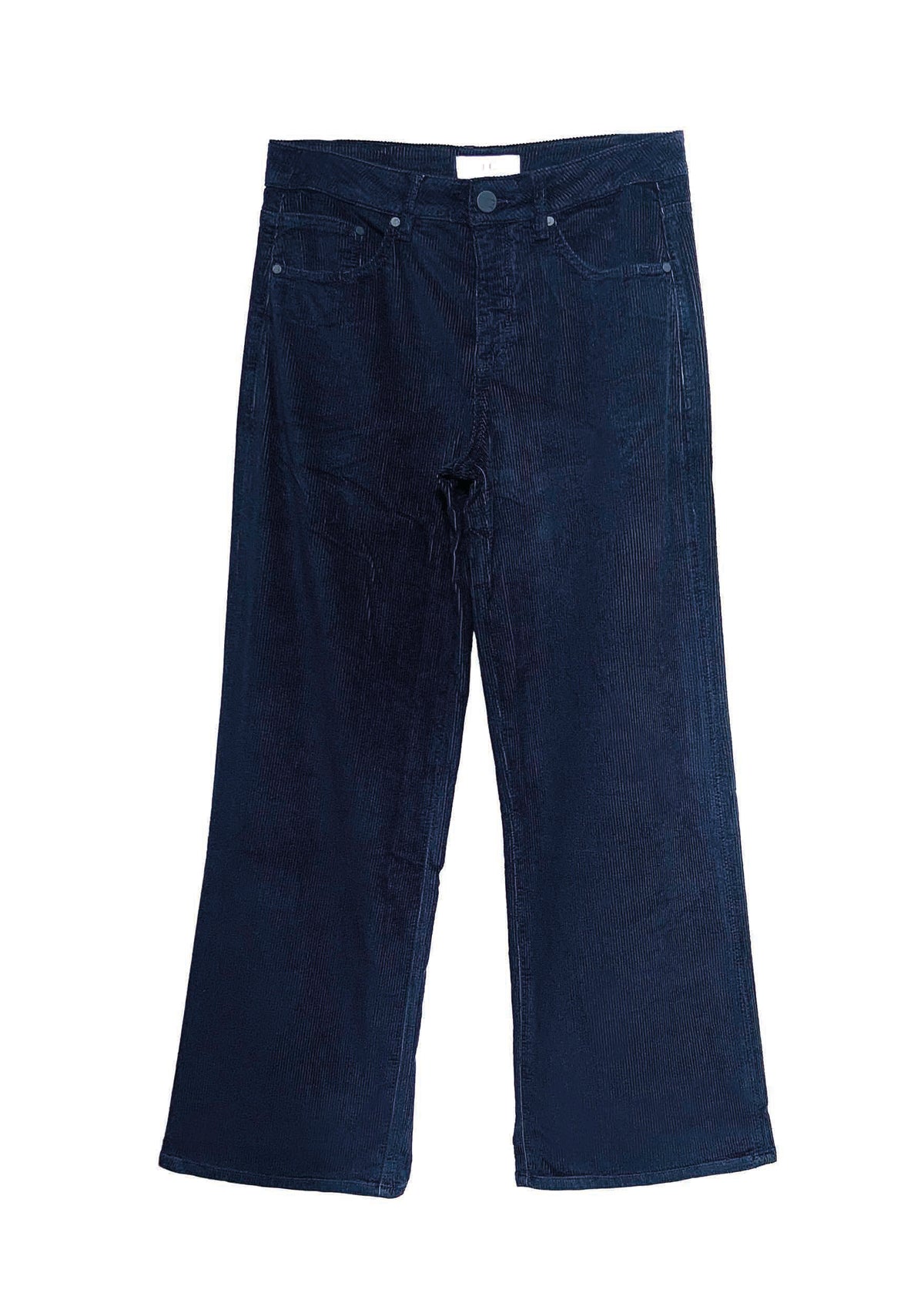 Wide Leg Hose aus Lyocell‑Baumwoll‑Mix in Cordoptik in navy