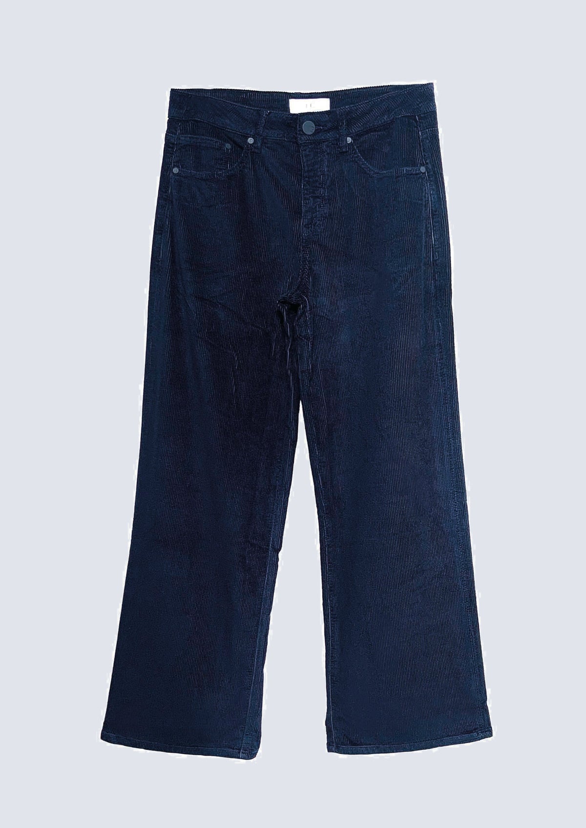 Wide Leg Hose aus Lyocell‑Baumwoll‑Mix in Cordoptik in navy