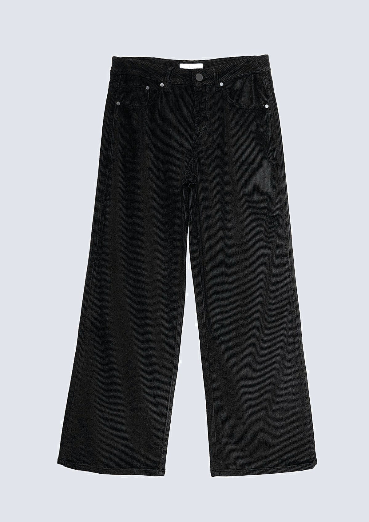 Wide Leg Hose aus Lyocell‑Baumwoll‑Mix in Cordoptik in black